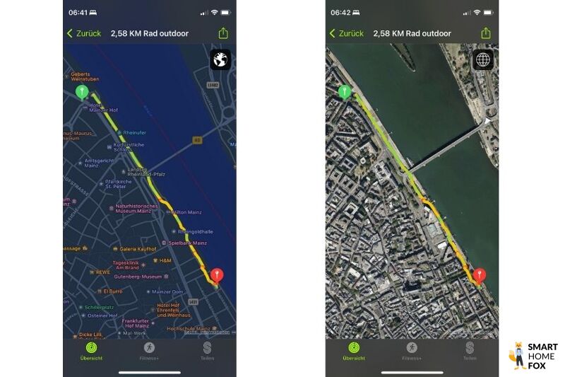 Записанный маршрут во время велопробега в приложении “Фитнес”.